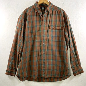 VTG Orage Mens Heavyweight Cotton Plaid Button Shirt‎ Sz XL Lumberjack Workwear